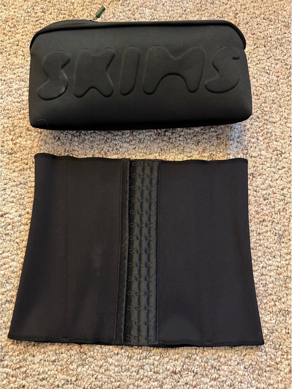 Skims black waist trainer with case